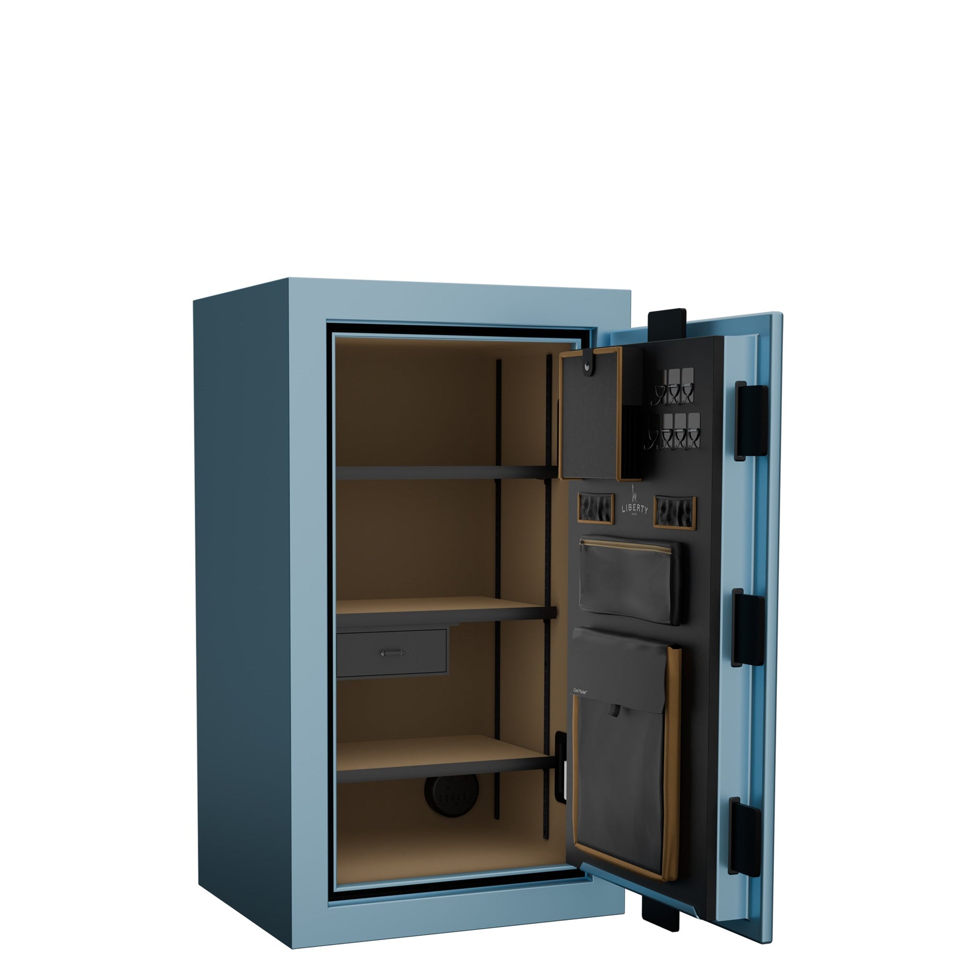 Premium Home Series | Level 7 Security | 2 Hour Fire Protection | 12 | Dimensions: 41.75"(H) x 24.5"(W) x 19"(D) | Azure Sky Gloss Limited Edition Safe Colors - Closed Door