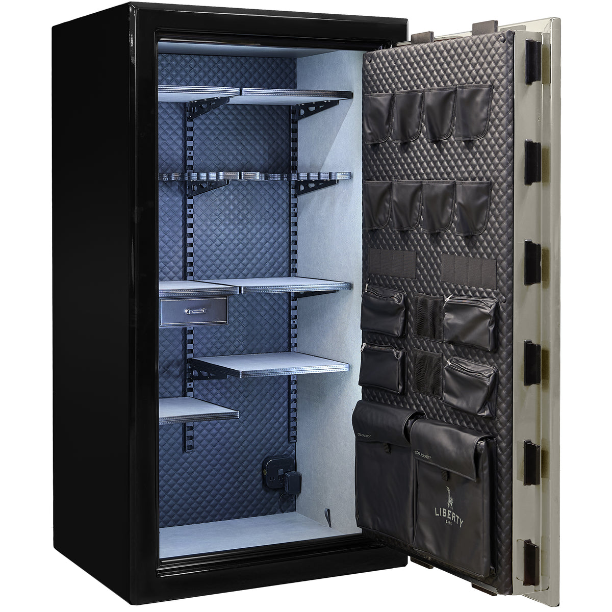 Presidential Series | Level 10 Security | 2.5 Hours Fire Protection | 40 | Dimensions: 66”(H) x 36”(W) x 27.75"(D*) | Champagne Gloss | Mechanical Lock - Open